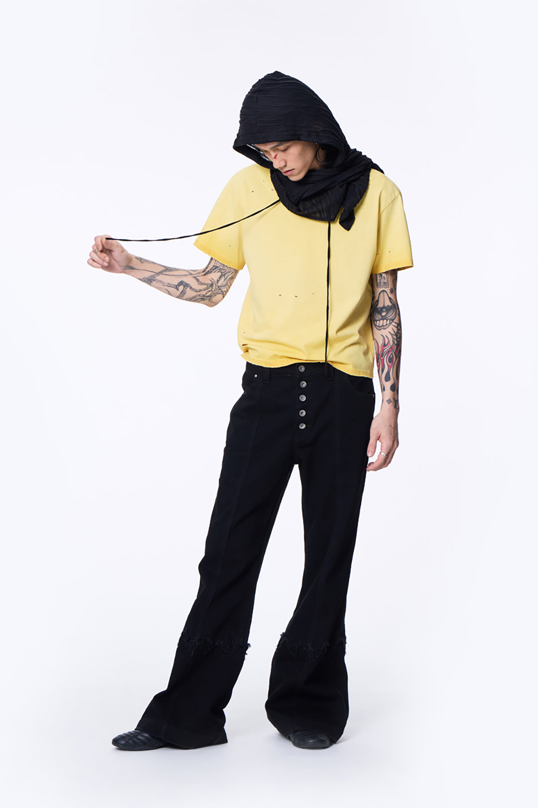 SILVER NINE - Cropped Dyed Logo Tee - Yellow
