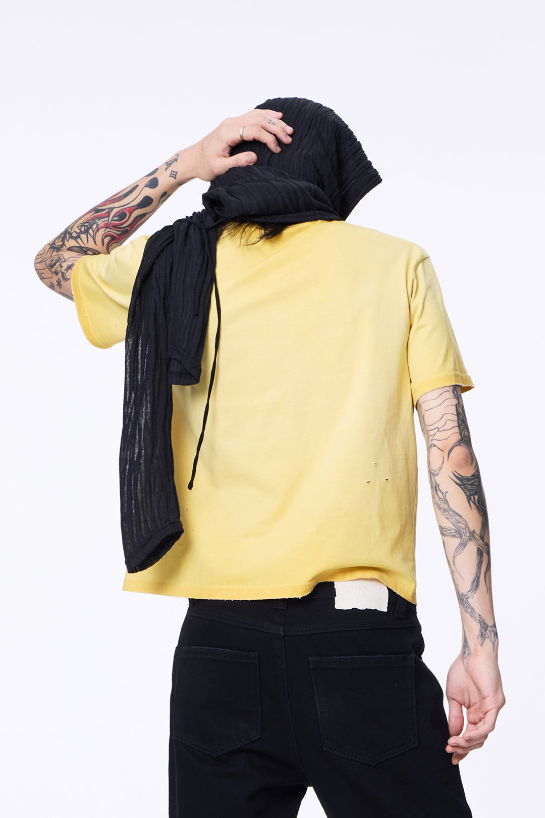 SILVER NINE - Cropped Dyed Logo Tee - Yellow