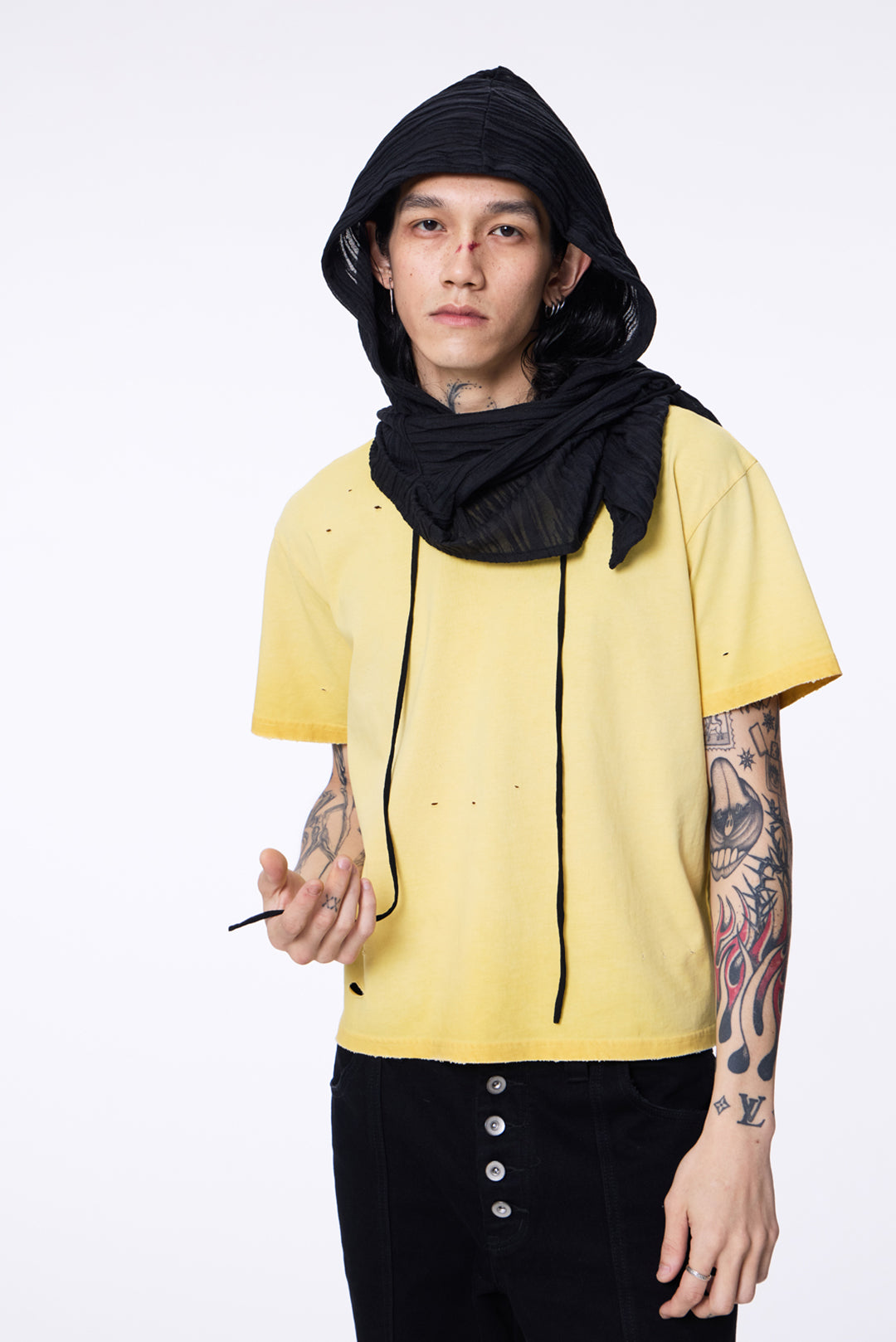 SILVER NINE - Cropped Dyed Logo Tee - Yellow