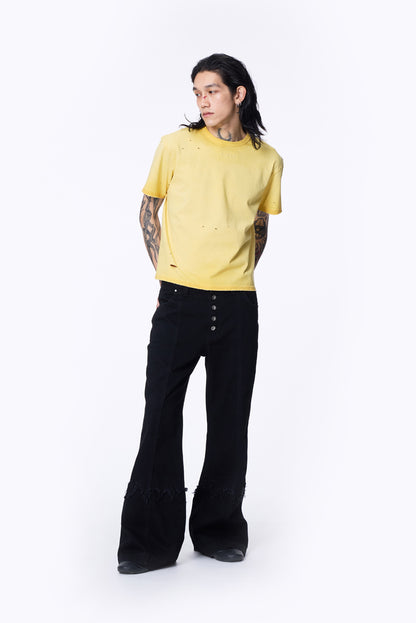 SILVER NINE - Cropped Dyed Logo Tee - Yellow