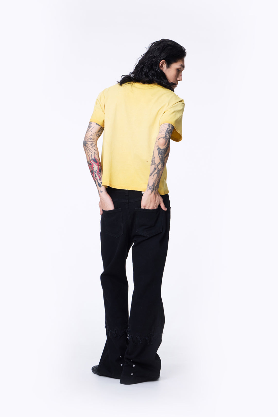 SILVER NINE - Cropped Dyed Logo Tee - Yellow