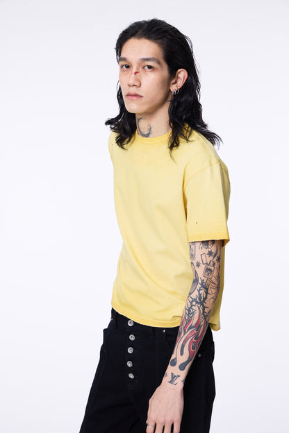 SILVER NINE - Cropped Dyed Logo Tee - Yellow
