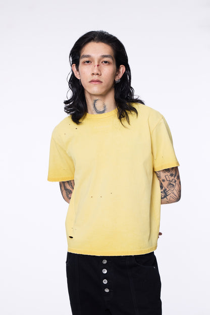 SILVER NINE - Cropped Dyed Logo Tee - Yellow