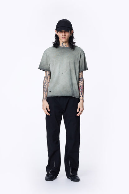 SILVER NINE - Cropped Dyed Logo Tee - Ripe Olive