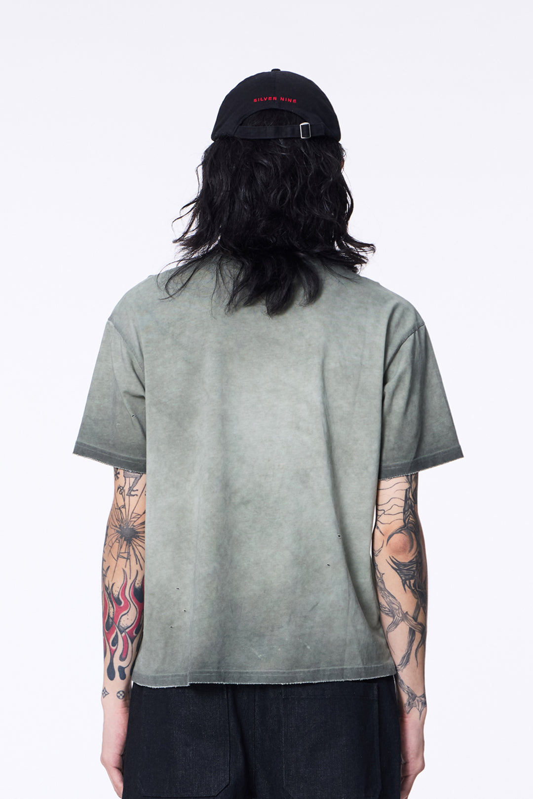 SILVER NINE - Cropped Dyed Logo Tee - Ripe Olive
