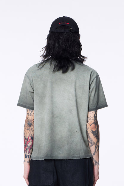 SILVER NINE - Cropped Dyed Logo Tee - Ripe Olive