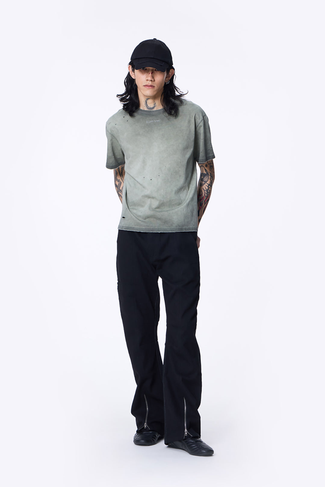 SILVER NINE - Cropped Dyed Logo Tee - Ripe Olive