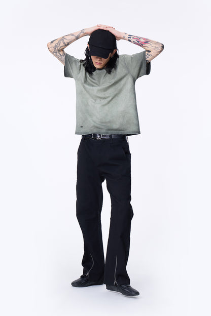 SILVER NINE - Cropped Dyed Logo Tee - Ripe Olive
