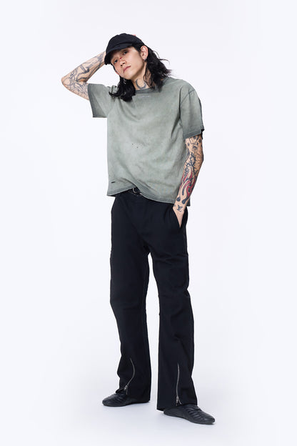 SILVER NINE - Cropped Dyed Logo Tee - Ripe Olive
