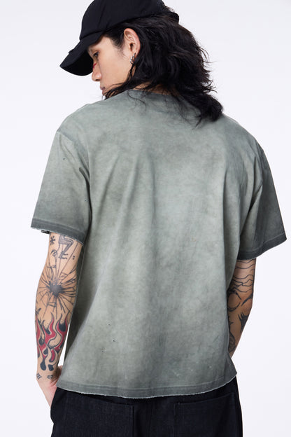SILVER NINE - Cropped Dyed Logo Tee - Ripe Olive