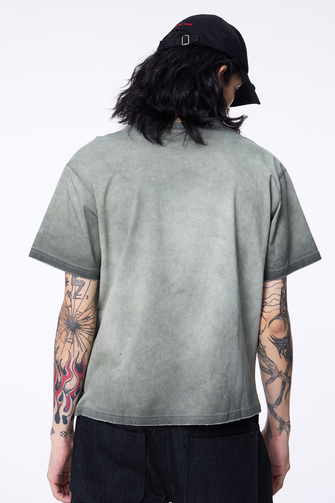 SILVER NINE - Cropped Dyed Logo Tee - Ripe Olive