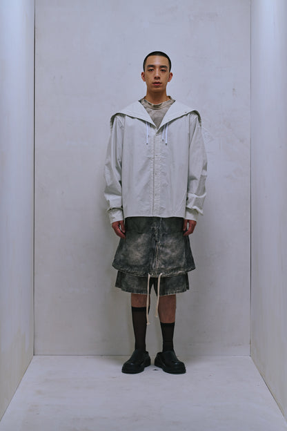 ENCALVE - NAVAL HOOD LONG-SLEEVE “TSFM” SHIRT - Ivory