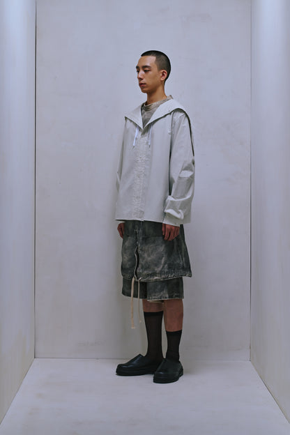 ENCALVE - NAVAL HOOD LONG-SLEEVE “TSFM” SHIRT - Ivory