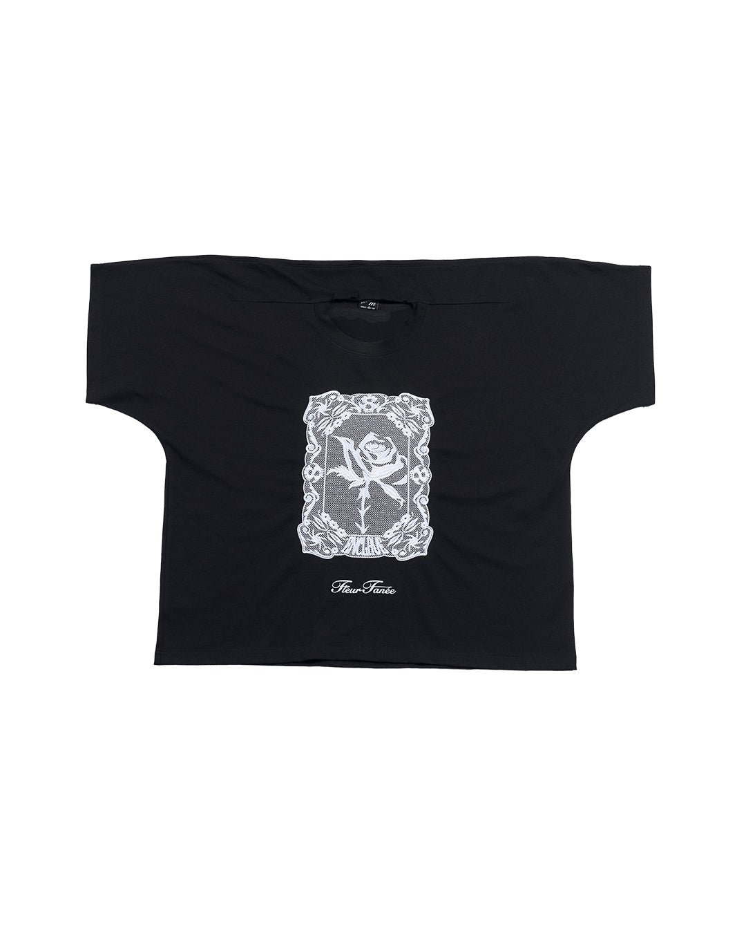 ENCLAVE - LACE-LOOKED EMBROIDERED SHORT-SLEEVE “JUST LIKE T” TEE - Black