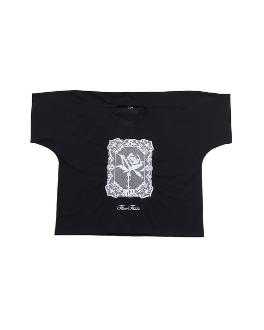 ENCLAVE - LACE-LOOKED EMBROIDERED SHORT-SLEEVE “JUST LIKE T” TEE - Black