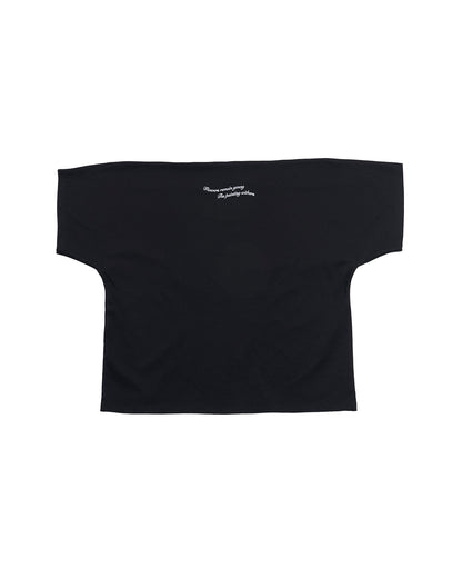 ENCLAVE - LACE-LOOKED EMBROIDERED SHORT-SLEEVE “JUST LIKE T” TEE - Black