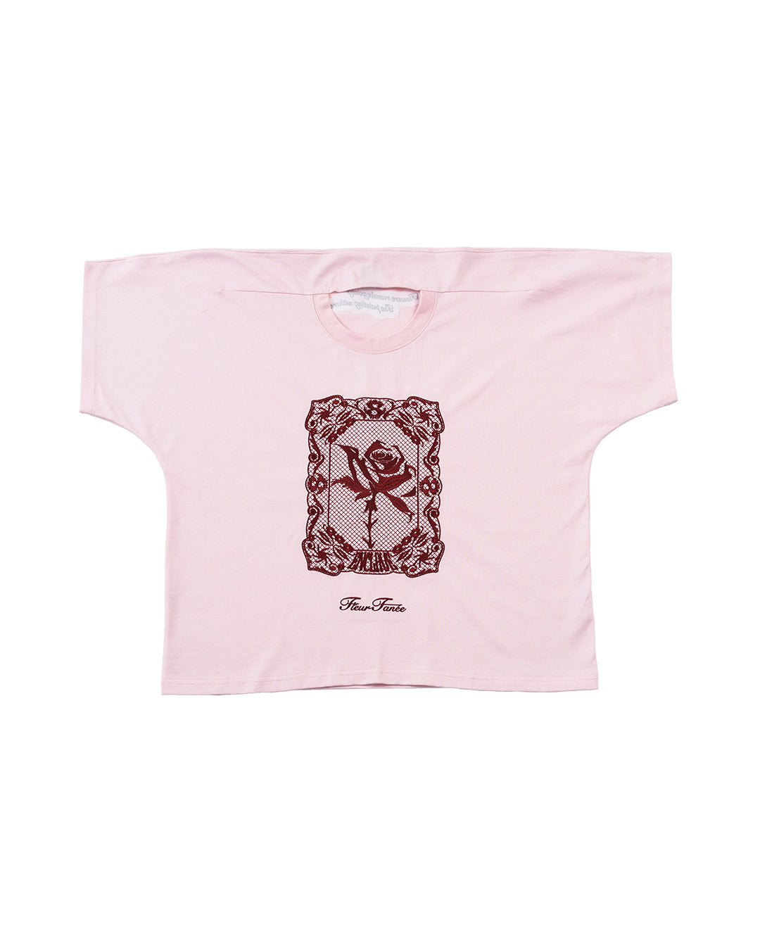 ENCLAVE - LACE-LOOKED EMBROIDERED SHORT-SLEEVE “JUST LIKE T” TEE - Pink