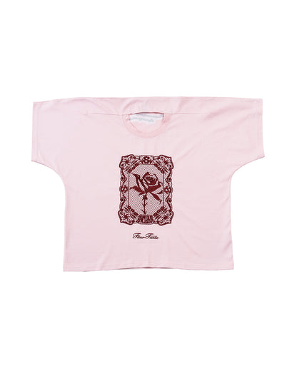 ENCLAVE - LACE-LOOKED EMBROIDERED SHORT-SLEEVE “JUST LIKE T” TEE - Pink