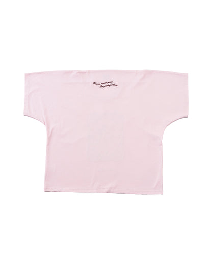 ENCLAVE - LACE-LOOKED EMBROIDERED SHORT-SLEEVE “JUST LIKE T” TEE - Pink