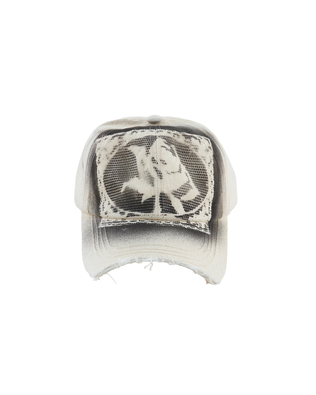 ENCLAVE - LACE-LOOKED SPRAY PRINT "CUT-OFF" CAP - White