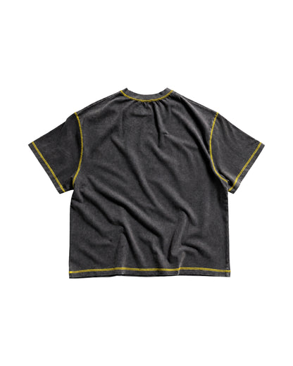 NOVEAU - BOXY ULTIMATE LICKING CONTRAST STITCHING  T-SHIRT IN COTTON JERSEY