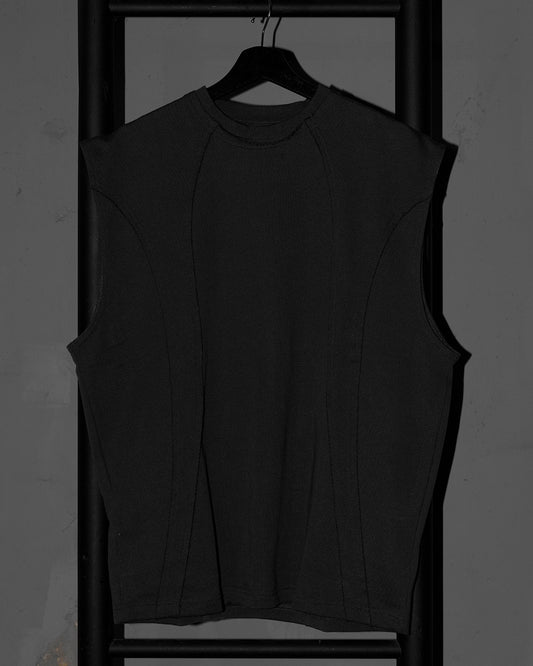 ALLENKO3 - Dropped-Shoulder Deconstructed Panel Vest - Black