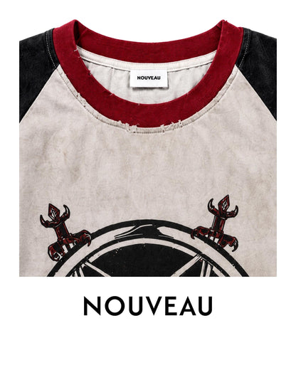 NOUVEAU - BOXY THE DOOR TO HELL CONTRAST COLOR  T-SHIRT IN COTTON JERSEY