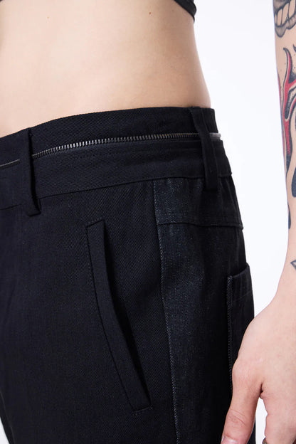 SILVER NINE - 2-Way Color-Block Zip Denim Pants