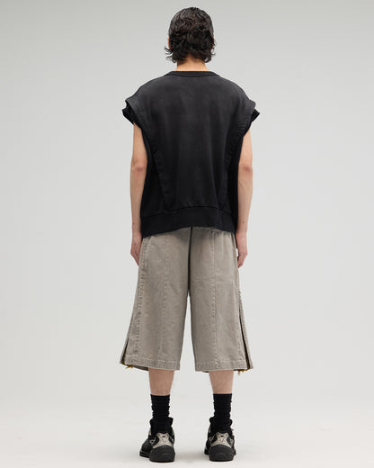 VACANT - Washed No-Sleeve Sweatshirt - Black