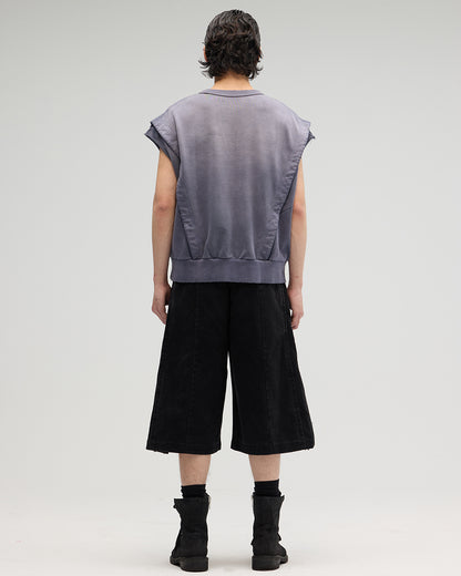 VACANT - Washed No-Sleeve Sweatshirt - Navy