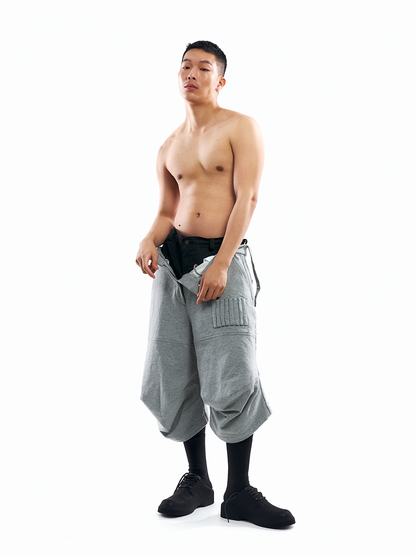 ENCLAVE - 3D CUTTING “CALLA” SWEAT SHORTS - Grey