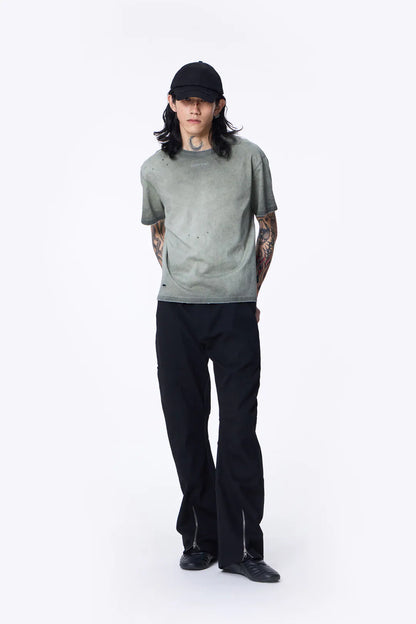 SILVER NINE - 2-Way Color-Block Zip Denim Pants