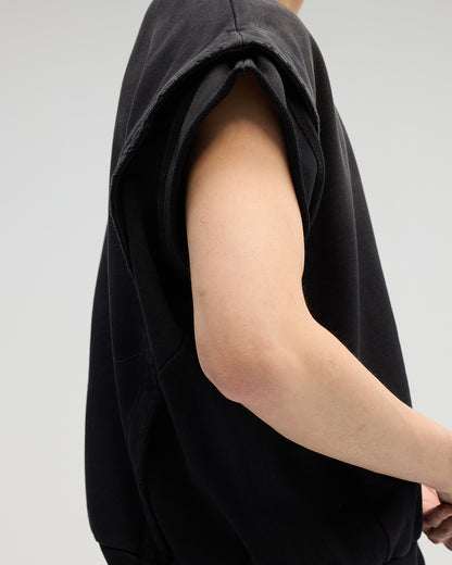VACANT - Washed No-Sleeve Sweatshirt - Black