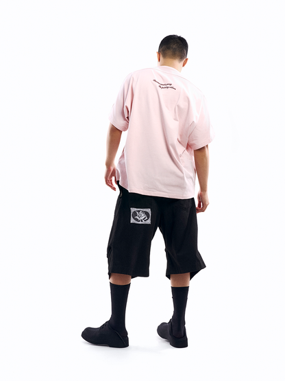 ENCLAVE - LACE-LOOKED EMBROIDERED SHORT-SLEEVE “JUST LIKE T” TEE - Pink