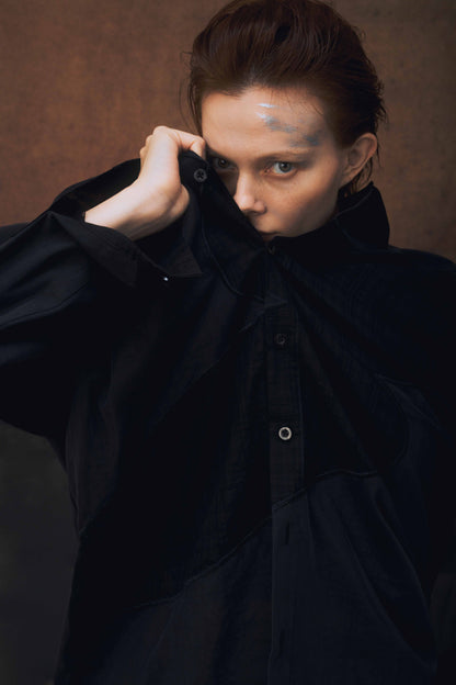 ENCLAVE - LOOSE FIT LONG-SLEEVES “COVERD” SHIRT - Black