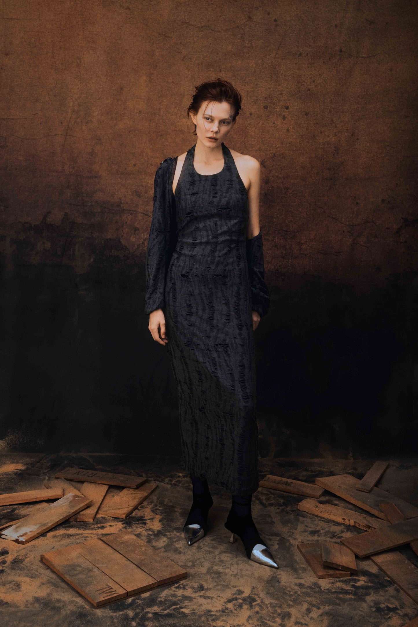 ENCALVE - TWO-PIECE SLIM FIT “WIERD” LONG DRESS - Grey