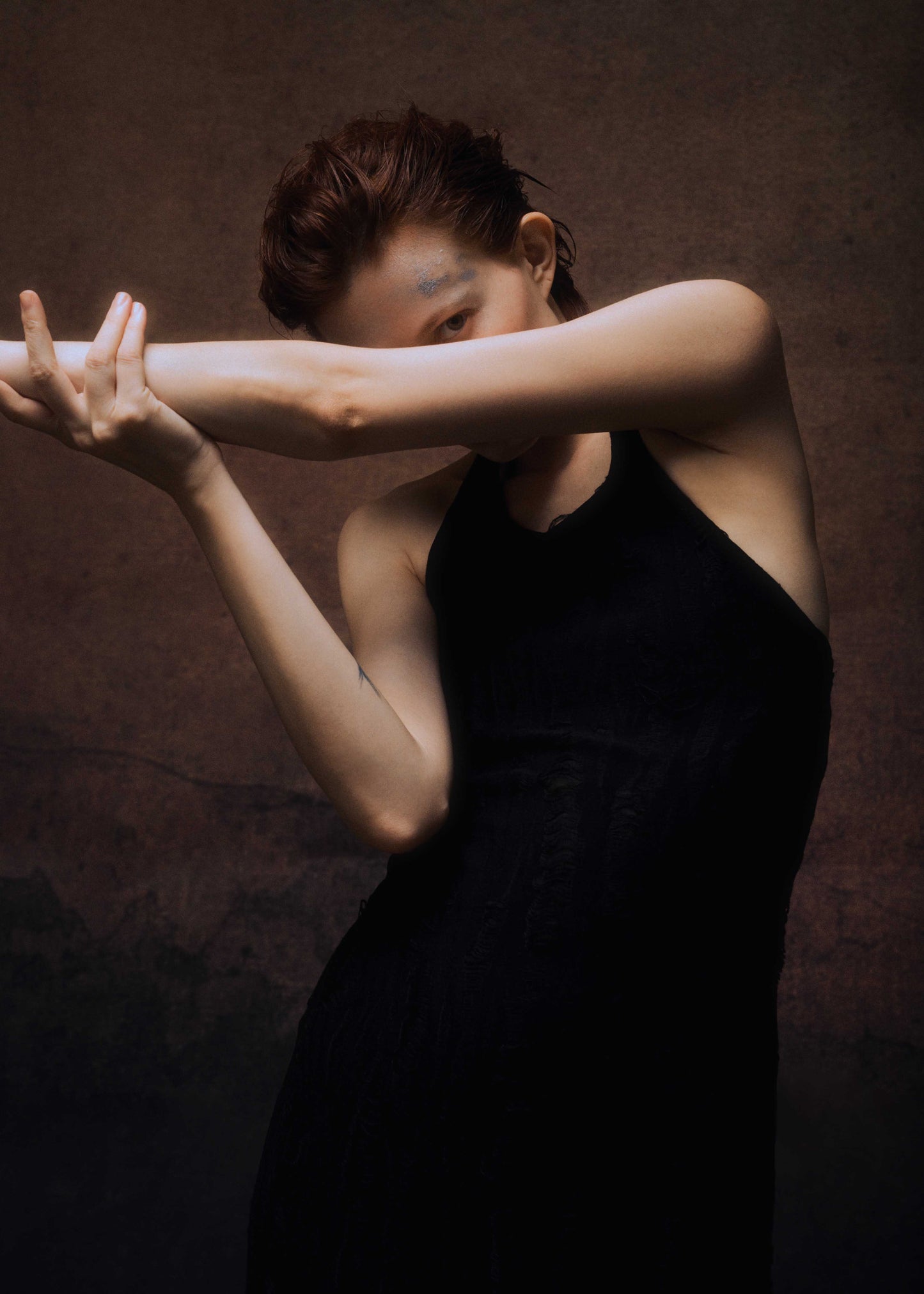 ENCLAVE - TWO-PIECE SLIM FIT “WIERD” LONG DRESS - Black