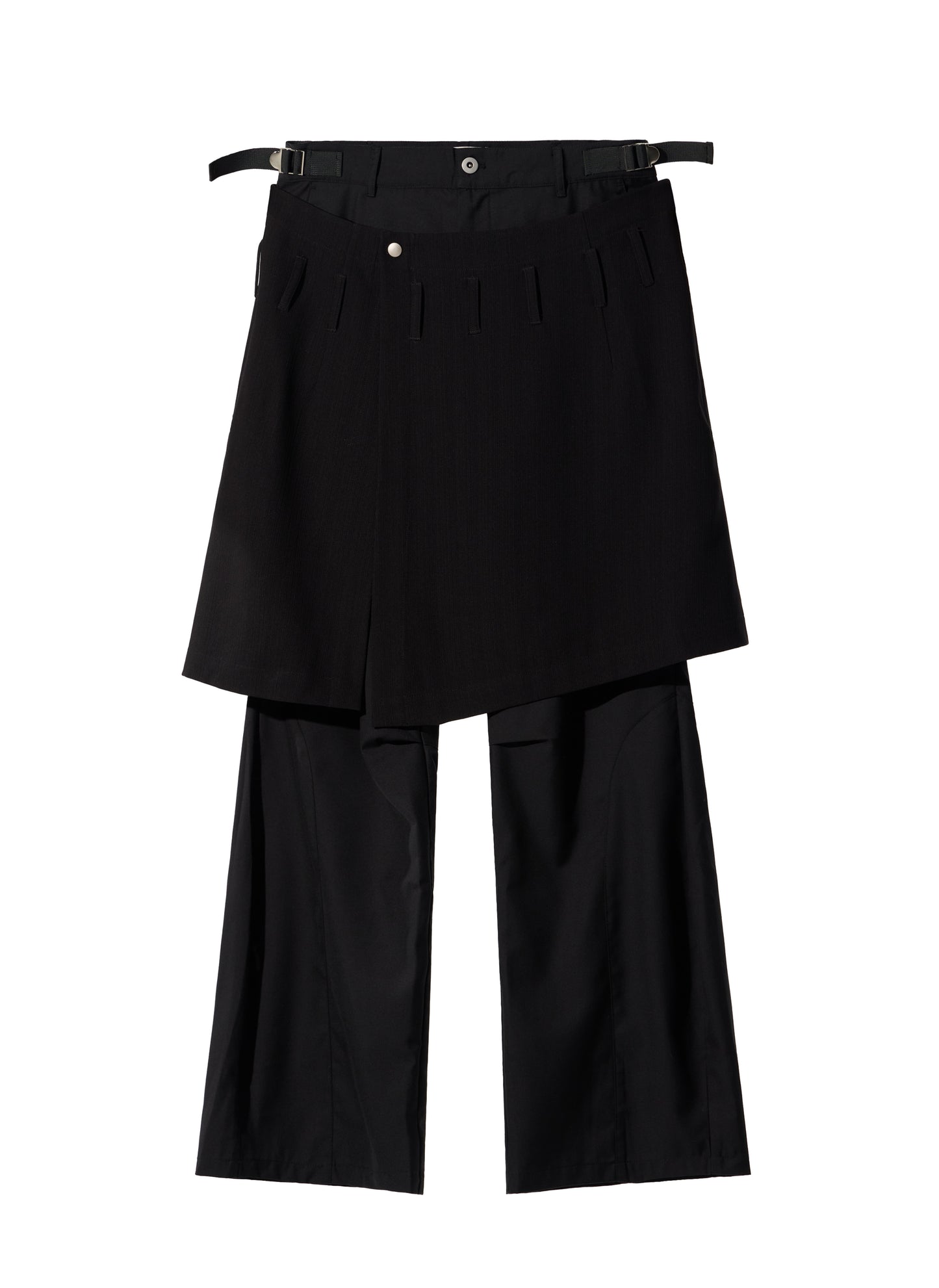 EQUALNEAR - Ammo Belt Flared Pants - Black