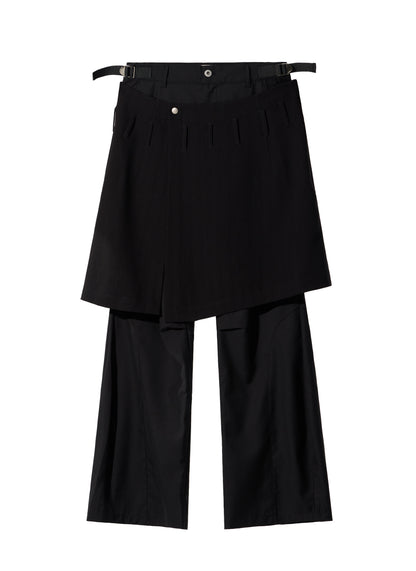 EQUALNEAR - Ammo Belt Flared Pants - Black