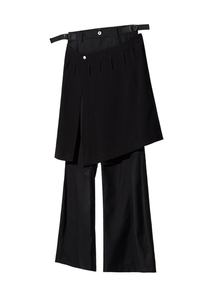 EQUALNEAR - Ammo Belt Flared Pants - Black