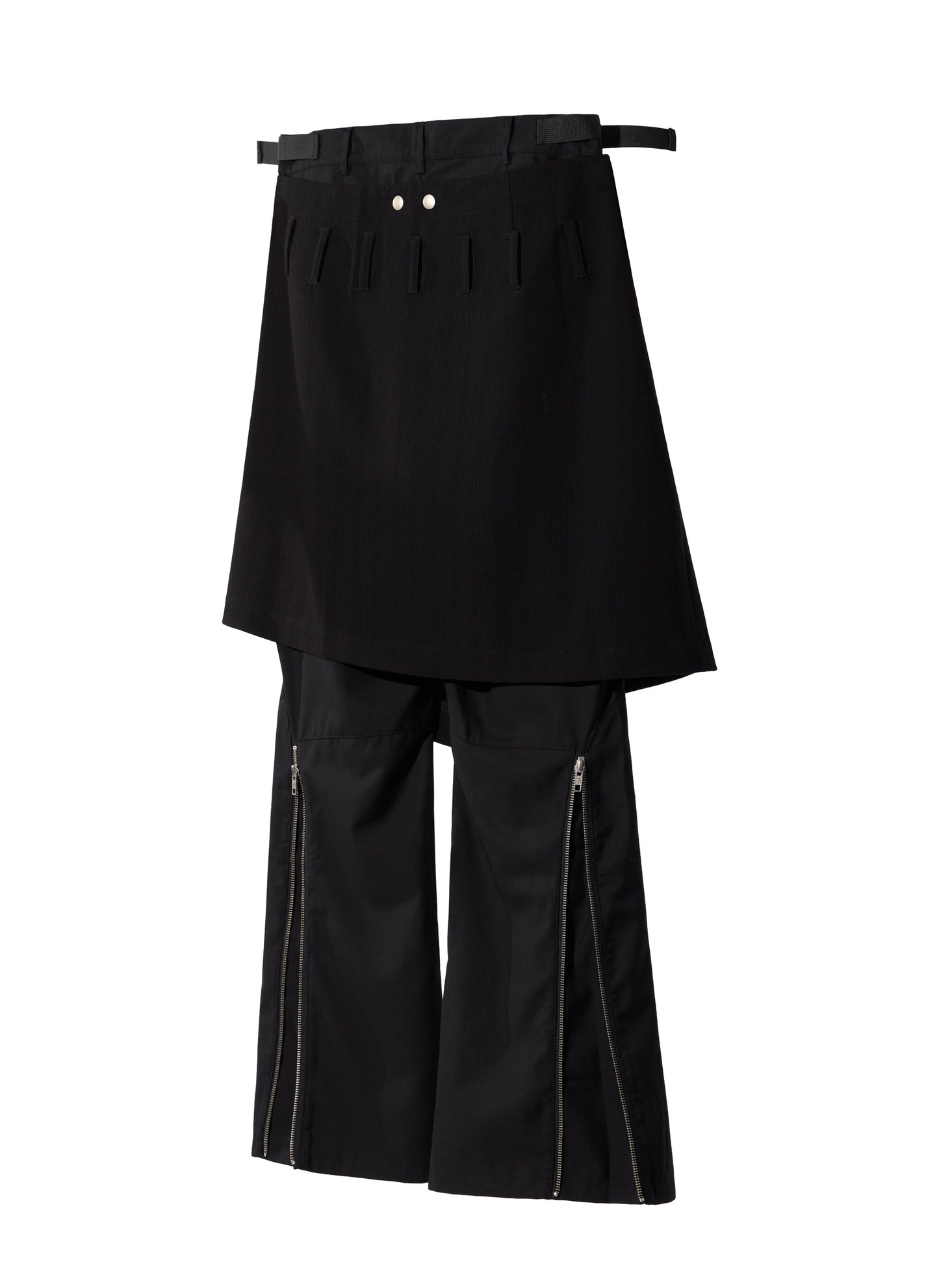 EQUALNEAR - Ammo Belt Flared Pants - Black