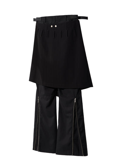 EQUALNEAR - Ammo Belt Flared Pants - Black