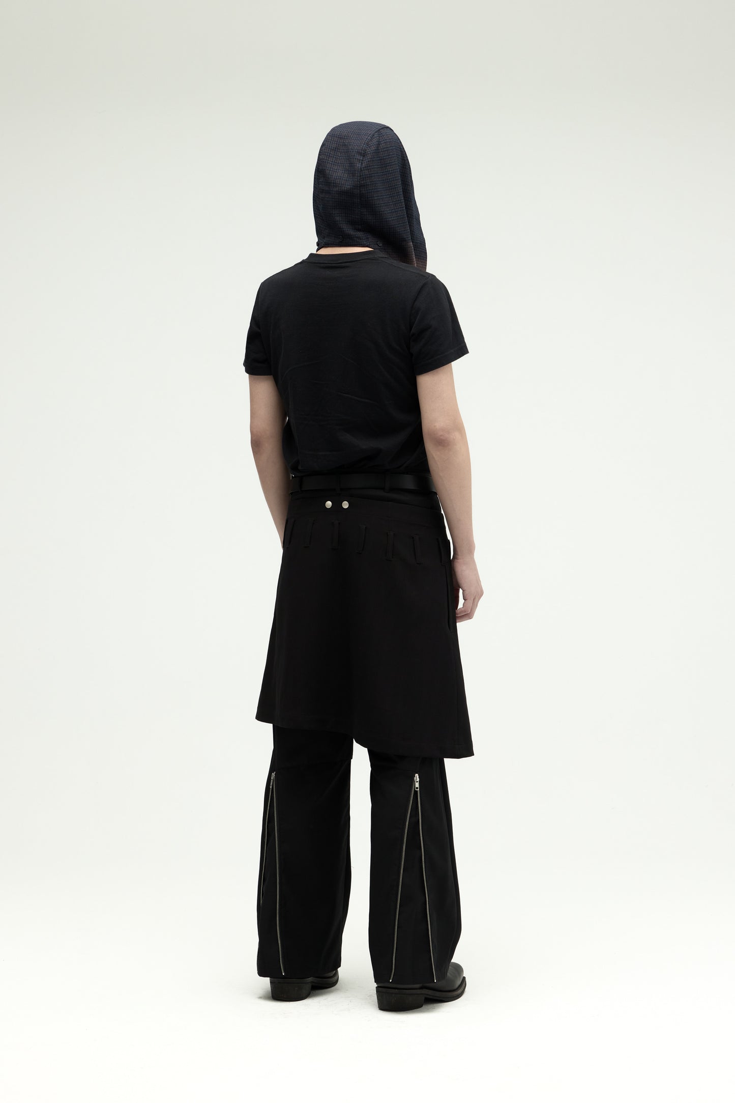 EQUALNEAR - Ammo Belt Flared Pants - Black