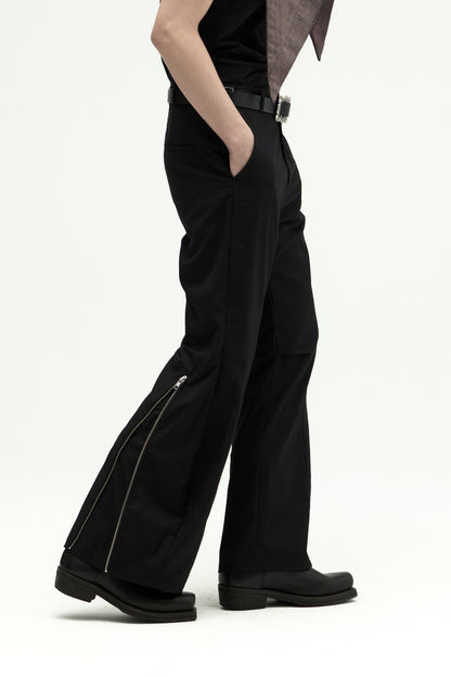 EQUALNEAR - Ammo Belt Flared Pants - Black