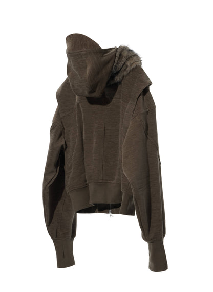 EQUALNEAR - Phantom Zip Hoodie - Olive