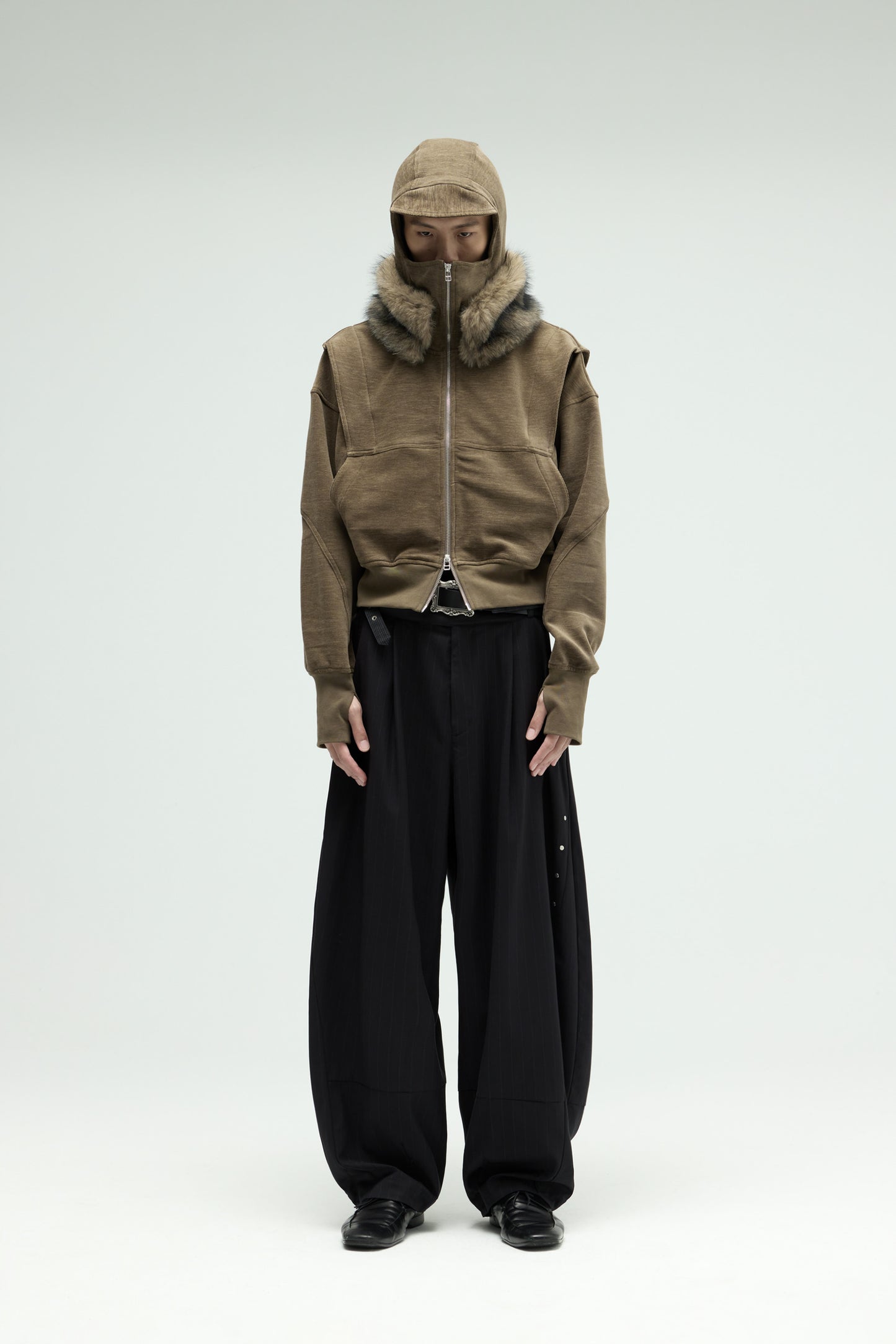 EQUALNEAR - Phantom Zip Hoodie - Olive