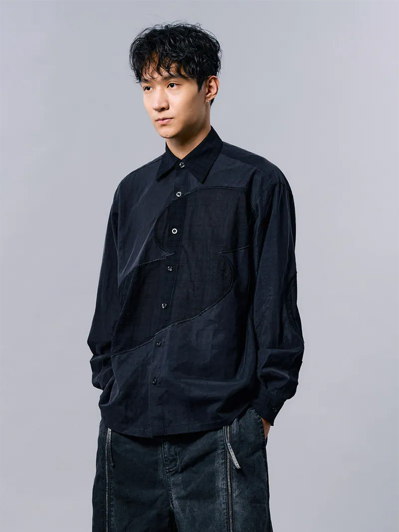 ENCLAVE - LOOSE FIT LONG-SLEEVES “COVERD” SHIRT - Black