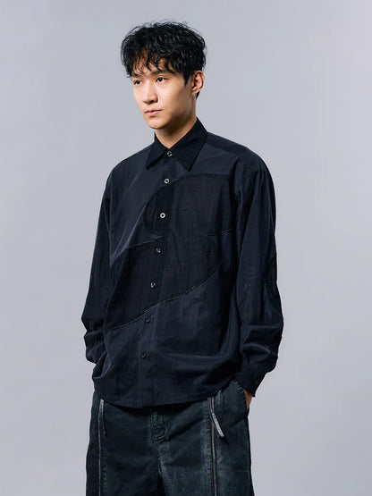 ENCLAVE - LOOSE FIT LONG-SLEEVES “COVERD” SHIRT - Black