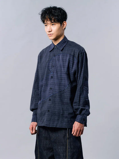 ENCLAVE - LOOSE FIT LONG-SLEEVES “COVERD” SHIRT - Blue