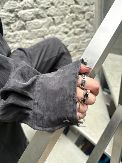 SILVER NINE - Frayed Relaxed Double-Pocket Shirt - Black